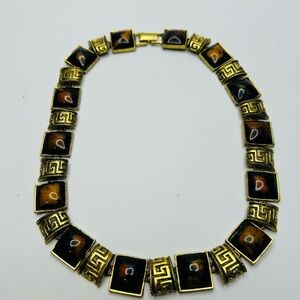 Vtg Napier choker necklace, tigers eye pattern.